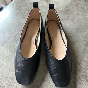 Naturalizer Black Leather Slip-On Ballet Flats